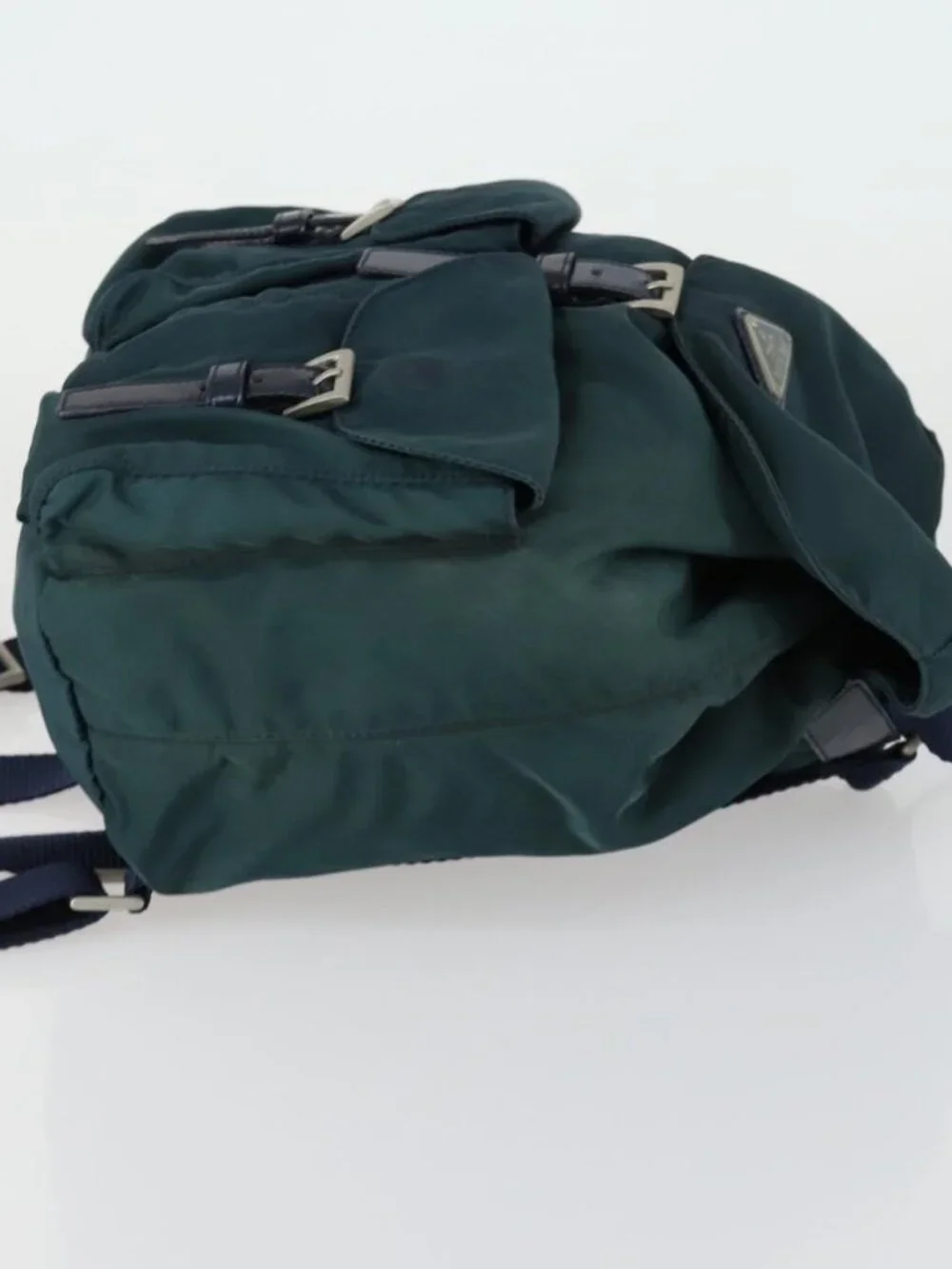 PRADA Backpack Nylon Green Silver Auth 157004